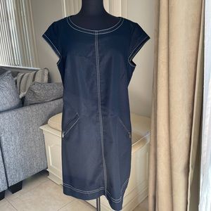 VTG Karin Stevens Dress Blue Retro 2 Front Pockets 16